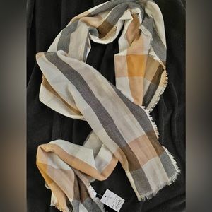 Kohls Sonoma plaid distressed fall colors scarf NWT